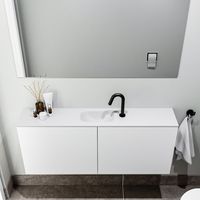 Zaro Polly toiletmeubel 120cm mat wit met witte wastafel met kraangat - thumbnail