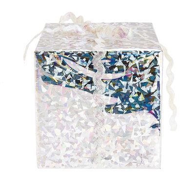 4x Rollen inpakfolie/cadeaufolie holofgrafisch/metallic zilver grafisch 0,7 x 2 meter