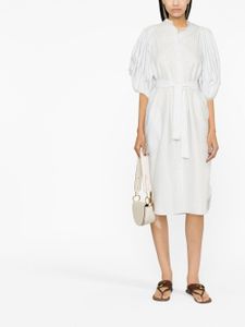 Stella McCartney robe-chemise ceinturée à manches bouffantes - Blanc