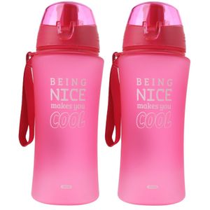 2x Roze bidon drinkflessen/waterflessen 480 ml