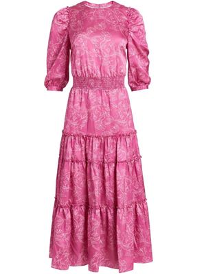 Marchesa Notte robe fleurie à volants superposés - Rose