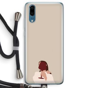 I drink wine: Huawei P20 Transparant Hoesje met koord