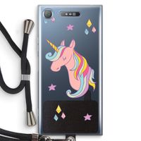 Roze eenhoorn: Sony Xperia XZ1 Transparant Hoesje met koord