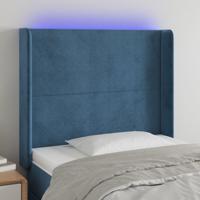 Hoofdbord LED 93x16x118/128 cm fluweel donkerblauw