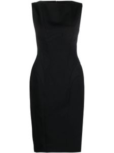 Mugler robe mi-longue à taille structurée - Noir