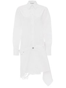 JW Anderson robe-chemise asymétrique à effet usé - Blanc