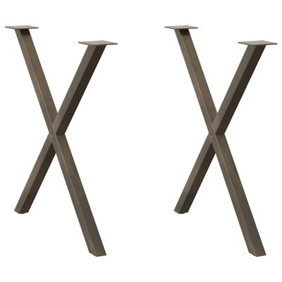 Eettafelpoten 2 st X-vormig 80x(72-73) cm staal naturel