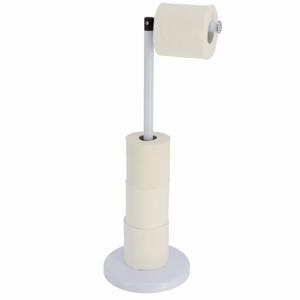 Toiletrolhouder - vrijstaand - wit - metaal - 55 cm