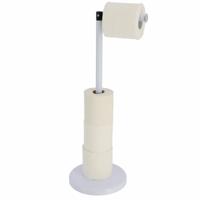 Toiletrolhouder - vrijstaand - wit - metaal - 55 cm