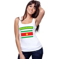 Singlet shirt/ tanktop Surinaamse vlag wit dames