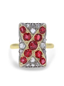 Pragnell Vintage bague Belle Époque en or 18ct sertie de diamants et rubis