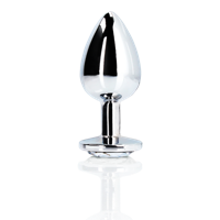 Ouch! by Shots Ronde Edelsteen Butt Plug - Groot - Zilver/Diamant