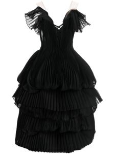 Marchesa robe longue plissée à volants superposés - Noir