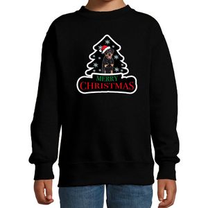 Dieren kersttrui rottweiler zwart kinderen - Foute honden kerstsweater