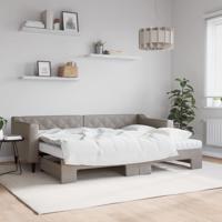 Slaapbank met onderschuifbed en matrassen 80x200 cm stof taupe