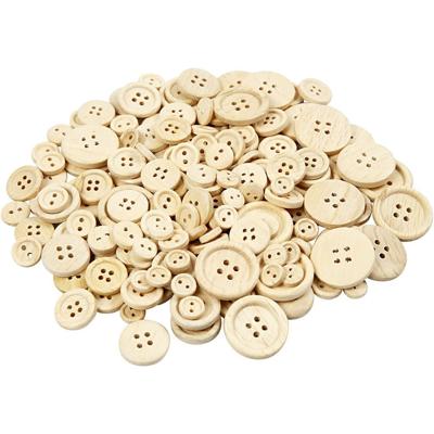 Hobby knopen - 440x st - diverse maten - hout - Ongelakte decoratie knoopjes