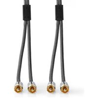 Stereo-Audiokabel | 2x RCA Male - 2x RCA Male | Gun Metal Grey | Gevlochten kabel