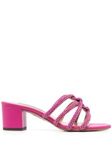 Aquazzura mules en cuir à ornements en cristal - Rose