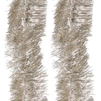 Decoris kerstslinger - 4x - zilver/champagne - 270 x 7 cm - folie/lametta - glans