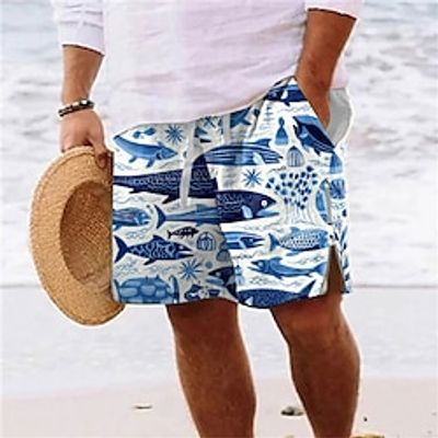 Shark Marine Life herenresort 3D-geprinte boardshorts zwemshorts zwembroek zakkoord met mesh voering comfort ademende korte aloha hawaiiaanse stijl vakantie strand s tot 3xl Lightinthebox