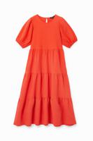 Effen getextureerde midi-jurk - ORANGE - M