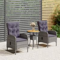3-delige Tuinset poly rattan grijs