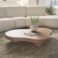 Eleonora Organische Salontafel 'Bobbie' Walnootfineer lichtbruin, 150 x 110cm, kleur Naturel Eleonora Organische Salontafel 'Bobbie' Walnootfineer lichtbruin, 150 x 110cm, kleur Naturel
