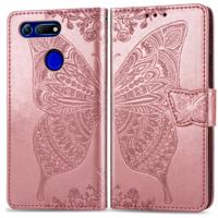 Butterfly Love bloemen reliëf horizontale Flip lederen case voor Huawei V20 met houder & kaartsleuven & portemonnee & Lanyard (Rose goud)