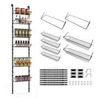 Op de Deur Gemonteerd Voedselopslag Rek 6-Laags In Hoogte Verstelbare Wand Gemonteerd Kruidenrek Metalen Draadmand Opslag Rek Op de Deur Gemonteerd Voedselopslag Rek 6-Laags In Hoogte Verstelbare Wand Gemonteerd Kruidenrek Metalen Draadmand Opslag Rek