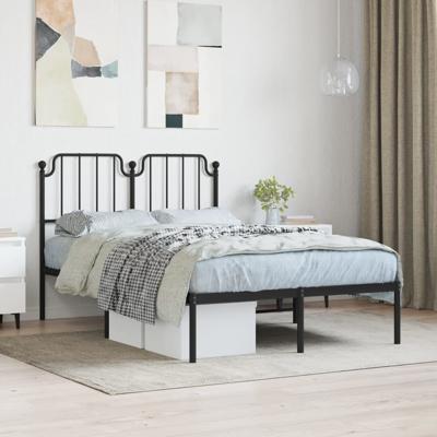 Bedframe met hoofdbord metaal zwart 120x200 cm