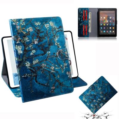 Abrikoos bloesem patroon horizontale Flip lederen case voor Amazon Kindle Fire HD 10 2015/2017 met houder & Card slot & portemonnee