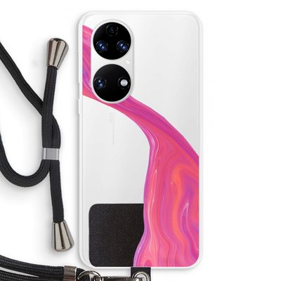 Paarse stroom: Huawei P50 Transparant Hoesje met koord