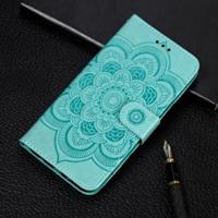 Mandala reliëf patroon horizontale Flip lederen case voor iPhone 11 Pro met houder & kaartsleuven & portemonnee & foto frame & Lanyard (groen)