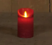 Anna&apos;s Collection LED kaars flame effect rustiek 7.5x12.5cm bordeaux 1 stuks
