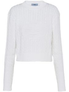 Prada pull en maille torsadée à logo intarsia - Blanc