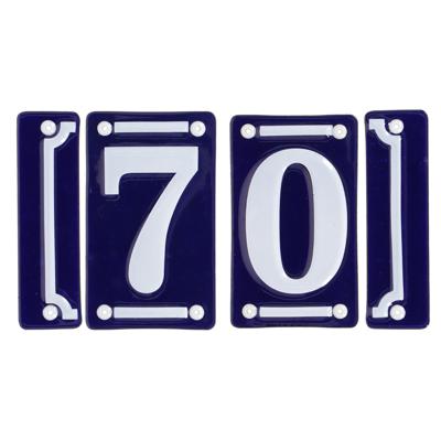 Best for Boots huisnummer 70 - met sierrand - Oudhollands - emaille - blauw/wit