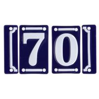 Best for Boots huisnummer 70 - met sierrand - Oudhollands - emaille - blauw/wit