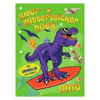 Kleur- en glitterstickerboek dino