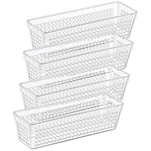 Organizer/opbergmandje - 4x - kunststof - transparant - 0.8L - 23 x 7.5 x 6 cm