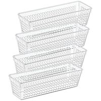 Organizer/opbergmandje - 4x - kunststof - transparant - 0.8L - 23 x 7.5 x 6 cm