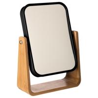 Dubbele make-up spiegel - op voet - 16 x 6 x 22 cm - zwart - scheerspiegel - Badkamer spiegel