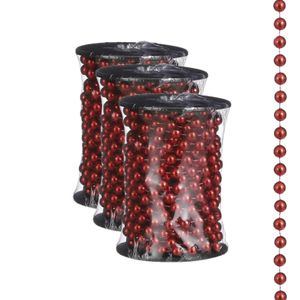 3x stuks kerstboom kralenslingers rood 500 cm kerstslingers