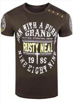 Rusty Neal - heren T-shirt kaki - 15216