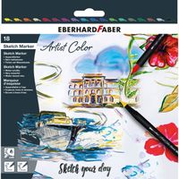 Eberhard Faber 558218 markeerstift 18 stuk(s) Fijne punt Zwart, Blauw, Bruin, Groen, Grijs, Oranje, Roze, Rood, Violet, Geel