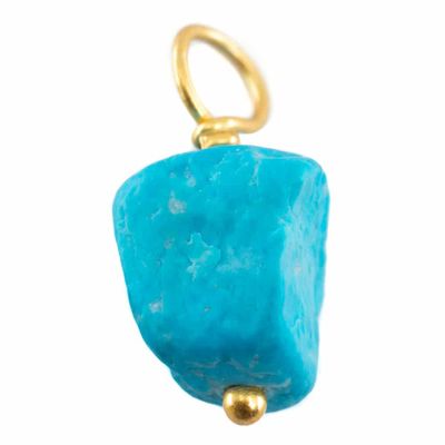 Ruwe Edelsteen Hanger Turkoois 925 Zilver & Verguld (8 - 12 mm)