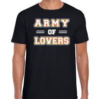 Gay Pride t-shirt met tekst - heren - zwart - Army of lovers - LHBTI - thumbnail