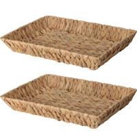 Broodmand - 2x - gevlochten riet - naturel - 38 x 28 x 6 cm