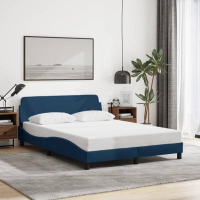 Bedframe met hoofdeinde zonder matras 140x190 cm stof blauw