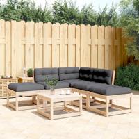 5-delige Loungeset met kussens massief grenenhout