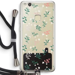 Small white flowers: Huawei Ascend P10 Lite Transparant Hoesje met koord